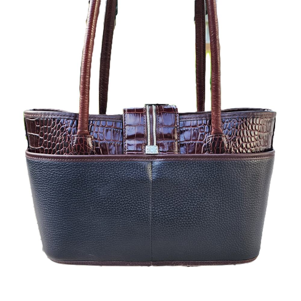 Vintage Brighton Leather Croc Embossed Tote Shoulder Bag - Picture 2 of 10